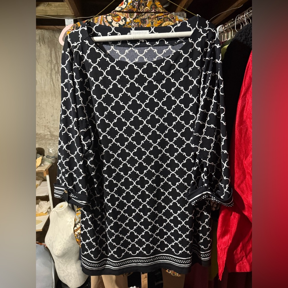 Charter Club Black and White Blouse